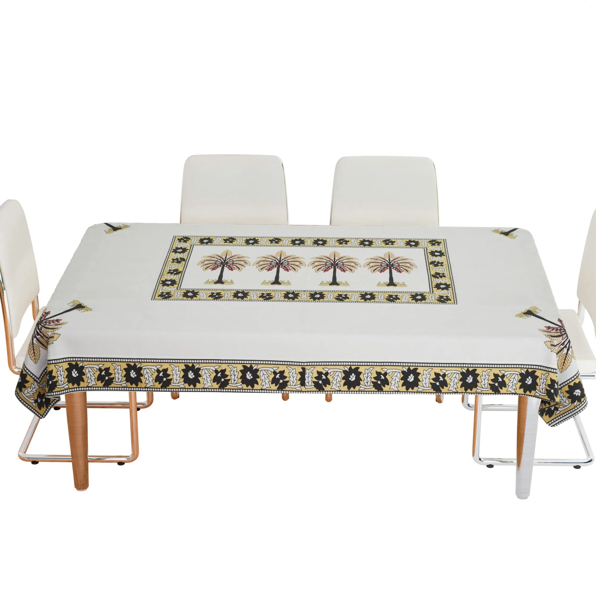 Kuber Industries Dining Table Cover | Tabletop Cover | Table Buffet Cover | Table Linen Cover | 6-Seater Table Cloth | Table Cloth Cover | Brown Tree | DTC | 60x90 Inch | White