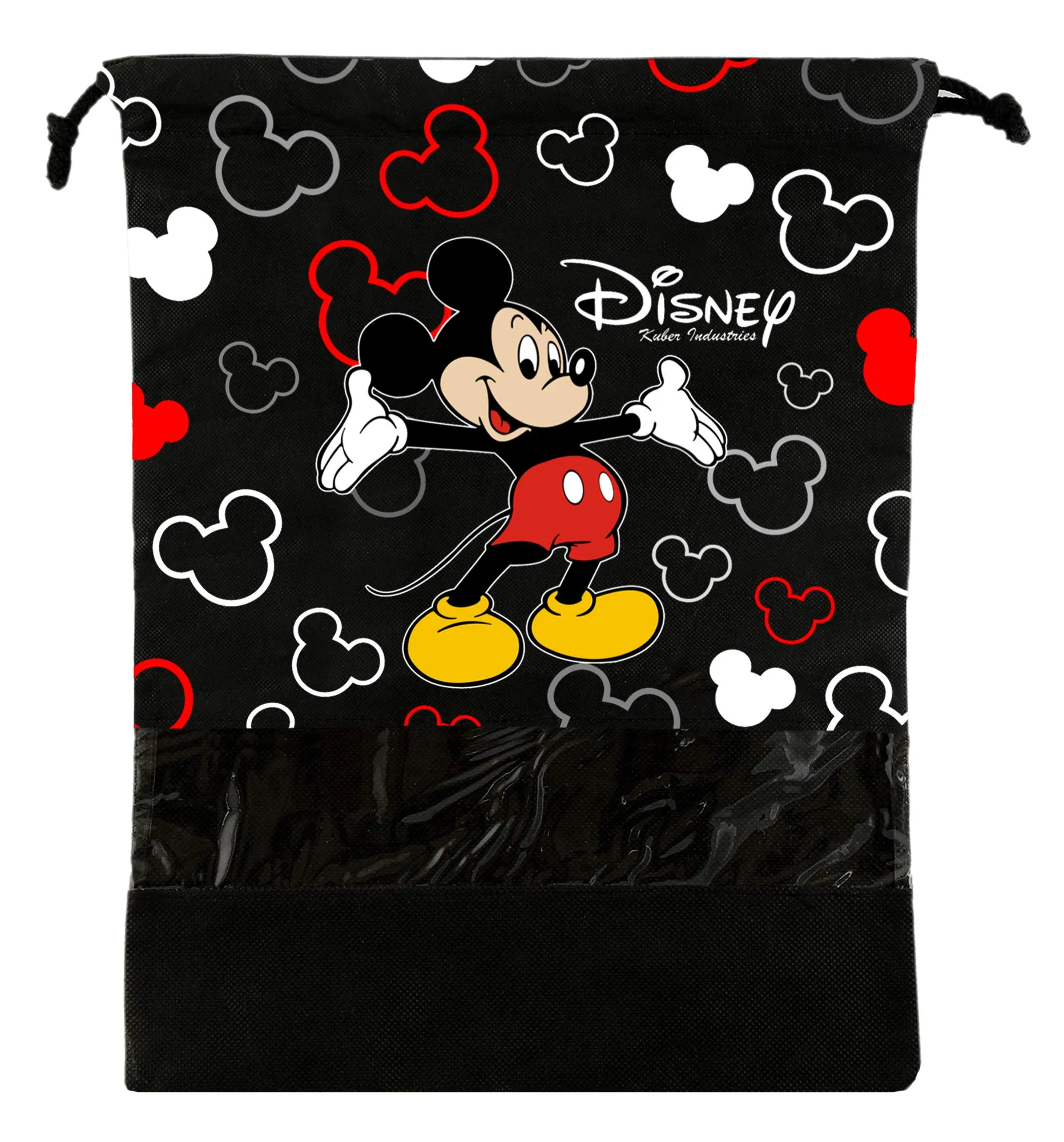 Kuber Industries Disney Mickey Print 18 Piece Non Woven Travel Shoe Cover, String Bag Organizer (Black) -HS_35_LUGGAGE17977