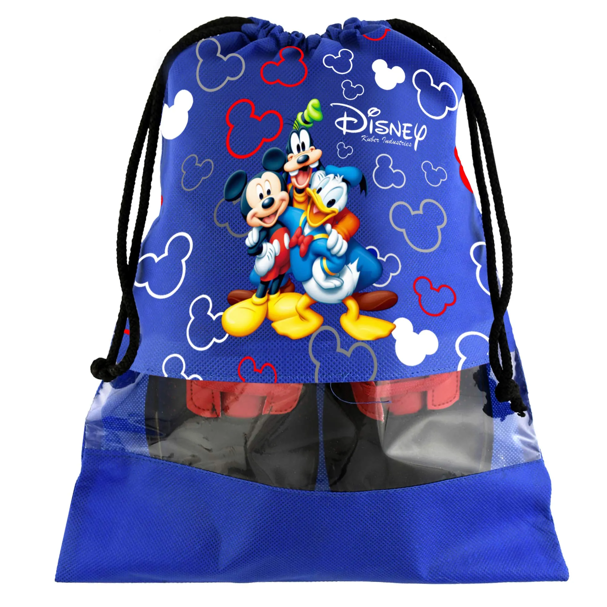 Kuber Industries Disney Print 9 Piece Non Woven Travel Shoe Cover, String Bag Organizer (Black & Royal Blue & Red) -HS_35_KUBMARTS18033