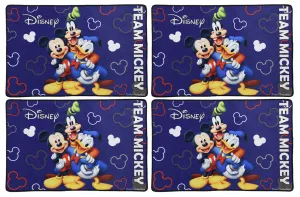 Kuber Industries Disney Team Mickey 4 Pieces Anti-Slip Door Mat 23"x15" (Royal Blue) - CTKTC046063