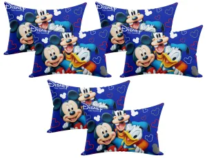 Kuber Industries Disney Team Mickey Print Silk Special Long Crush Pillow Cover- Set of 6, Royal Blue-KUBMART10045