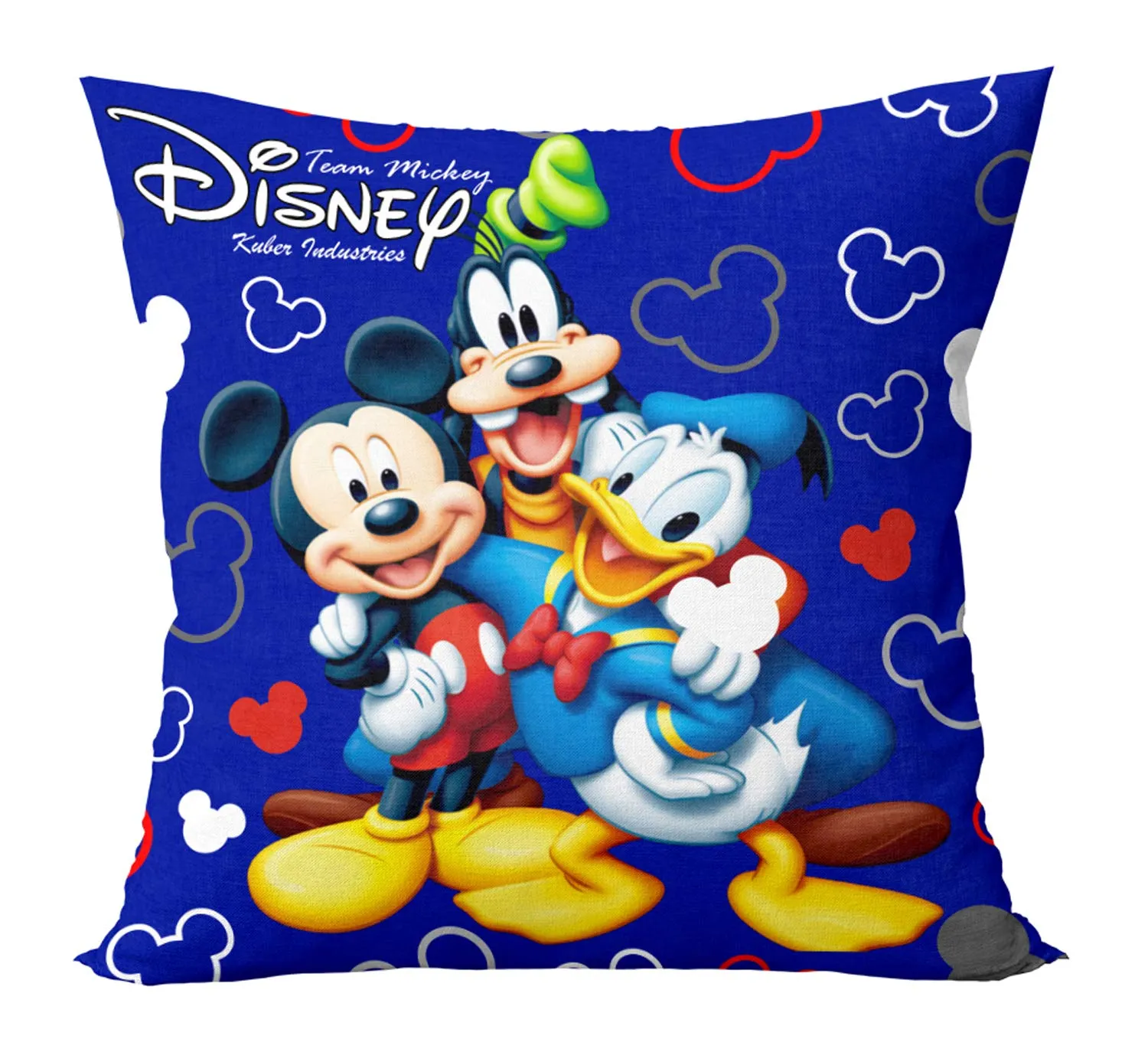 Kuber Industries Disney Team Minnie Mickey Print Silk Special Long Crush Cushion Covers (16"x16") Set of 3, Royal Blue & Pink & Black-KUBMART9998