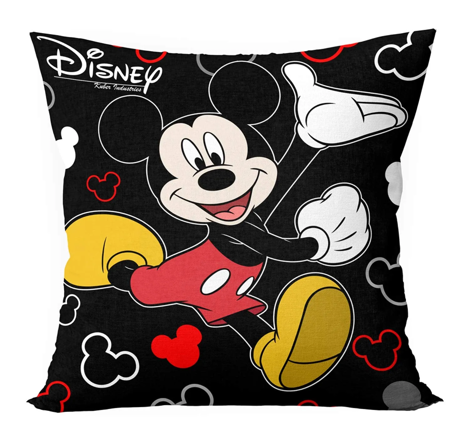 Kuber Industries Disney Team Minnie Mickey Print Silk Special Long Crush Cushion Covers (16"x16") Set of 3, Royal Blue & Pink & Black-KUBMART9998