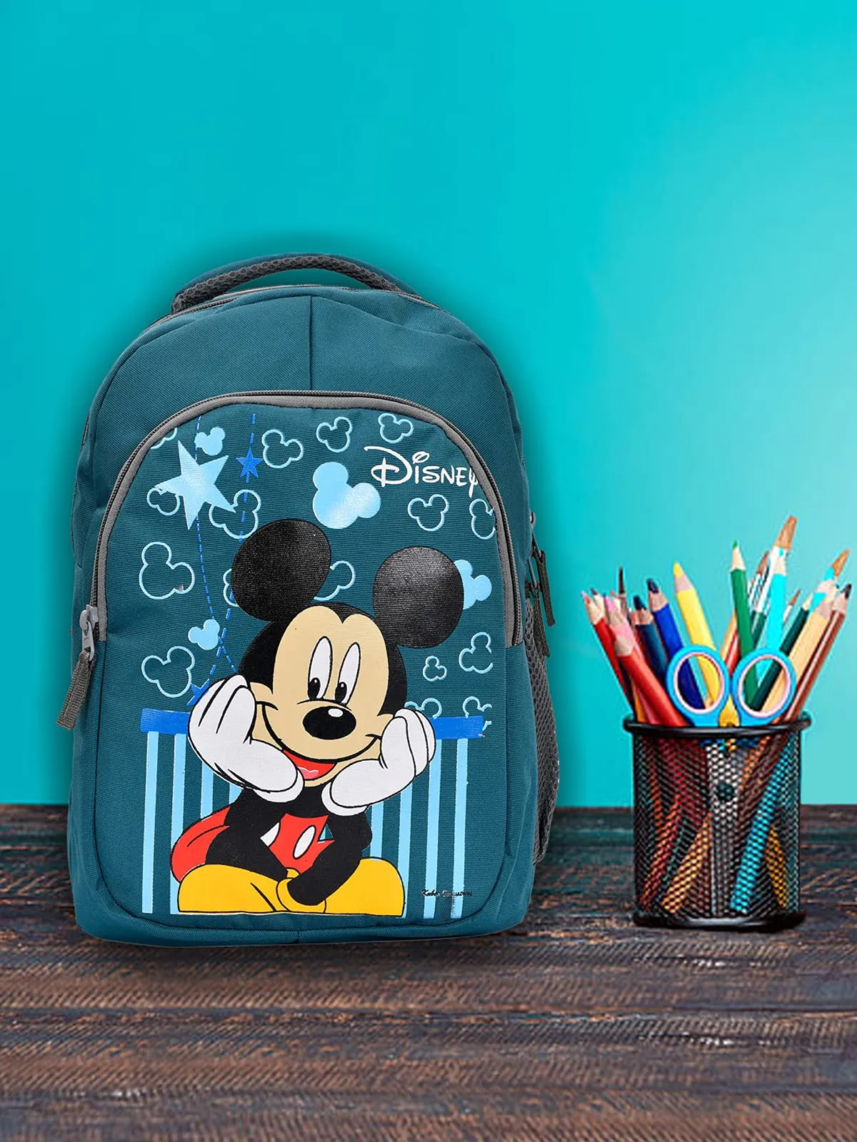 Kuber Industries Disney Unisex School Bag|Kids School Bag|Mickey Mouse Printed|Lightweight School Bookbag for Kids (Green)