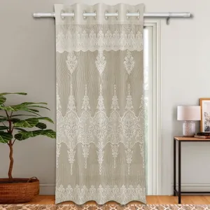 Kuber Industries Door Curtain|Darkening Door Curtains|Premium Drapes for Bedroom|Sheer Curtain with 8 Rings|Parda for Living Room|Net Frill Door Curtain|7 Ft|SY15ZZ|Cream