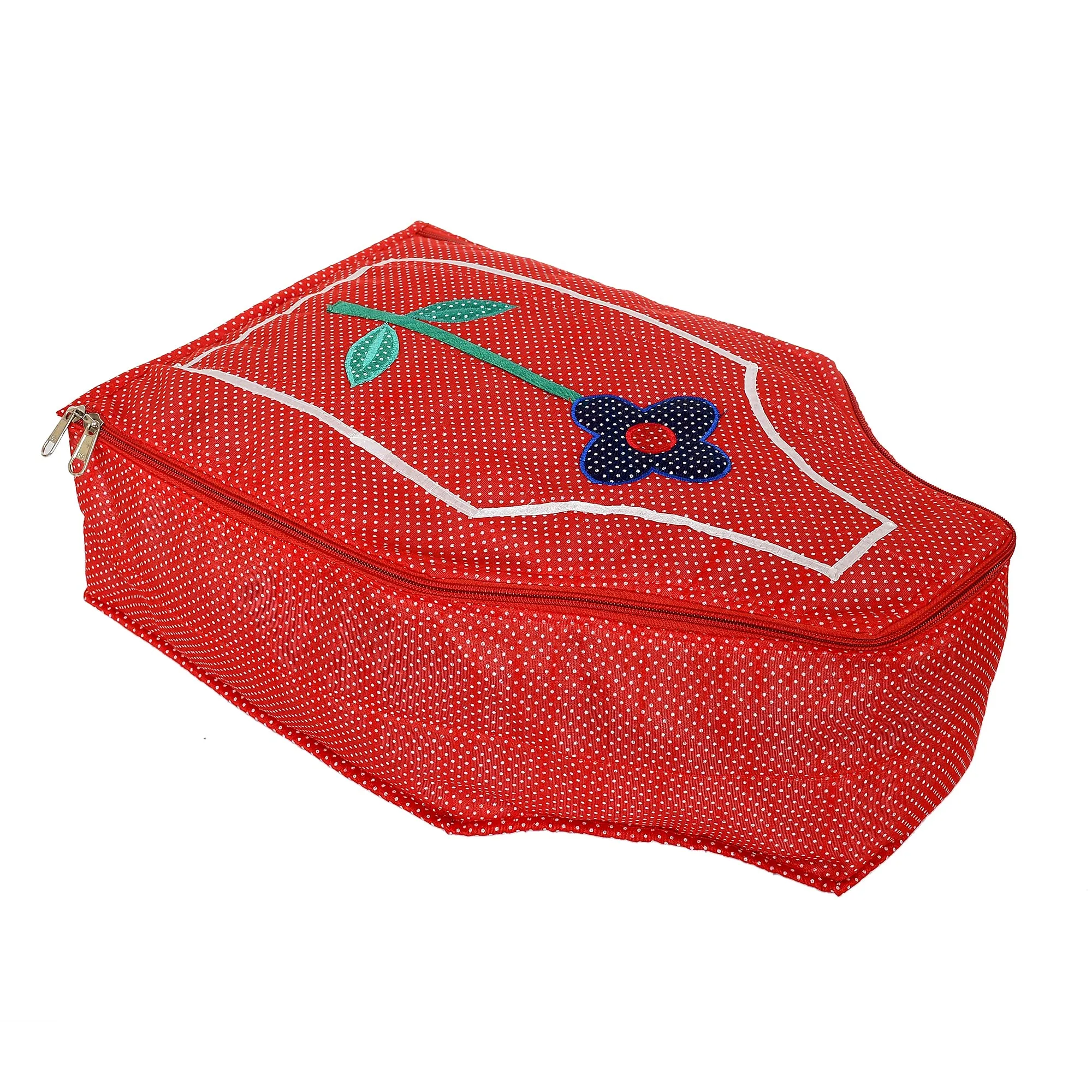 Kuber Industries Dot Printed Blouse Cover Clothes Storage Bag Garments Organiser for Wardrobe (Red)