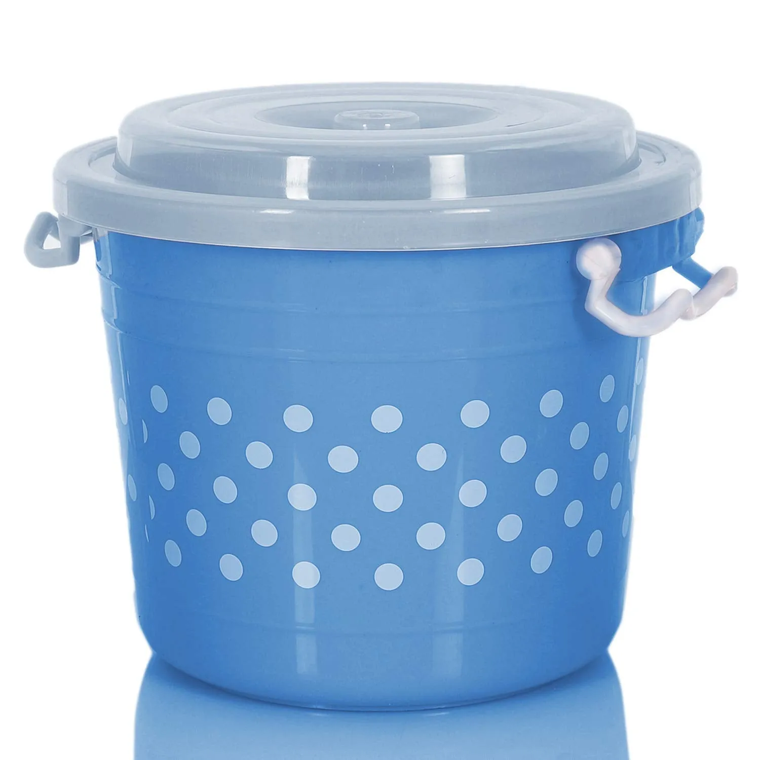 Kuber Industries Dots Design Virgin Plastic Multipurpose Kitchen Storage Container with Side Lock-Handle,16 Ltrs (Blue) - CTKTC034805