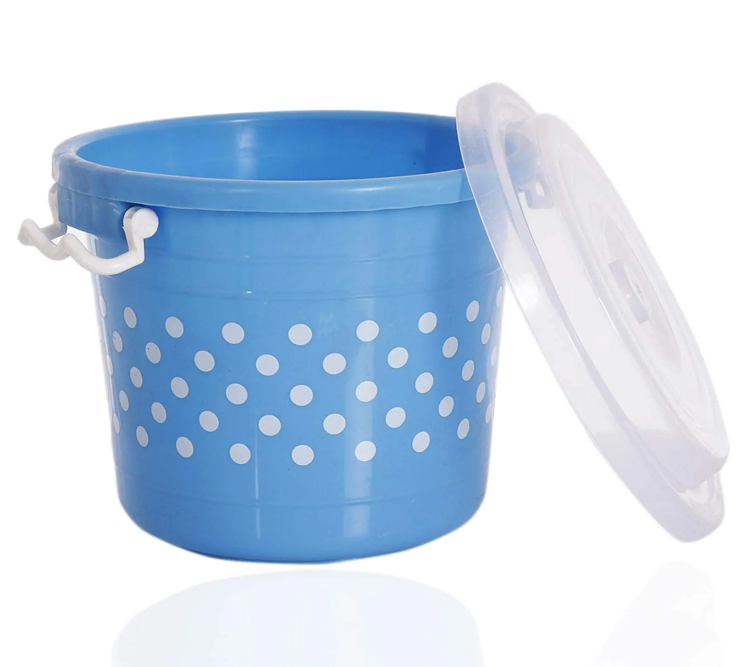 Kuber Industries Dots Design Virgin Plastic Multipurpose Kitchen Storage Container with Side Lock-Handle,16 Ltrs (Blue) - CTKTC034805