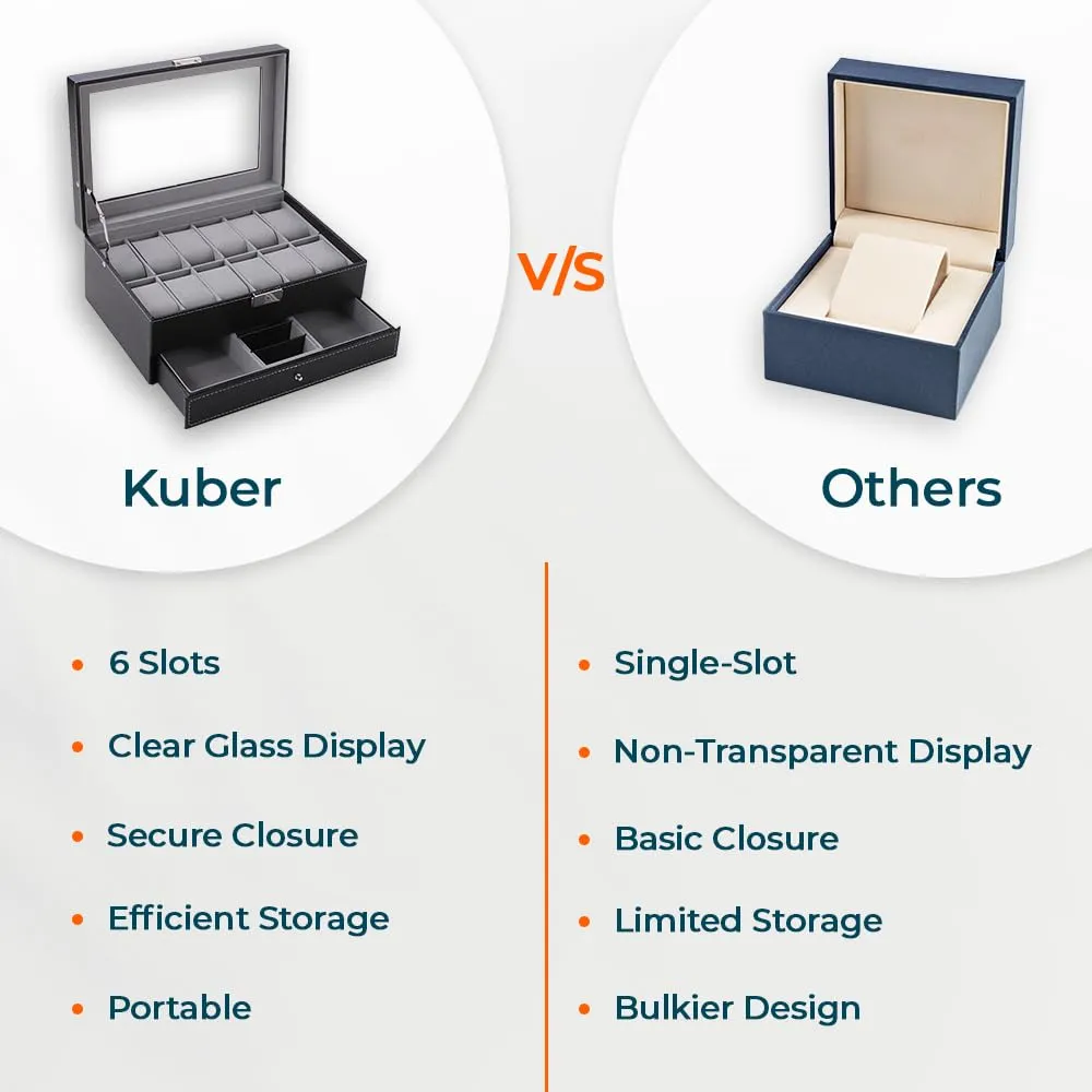 Kuber Industries Double Layer 12 Slots Watch And Jewellery Organizer-Pack of 2 (Black)