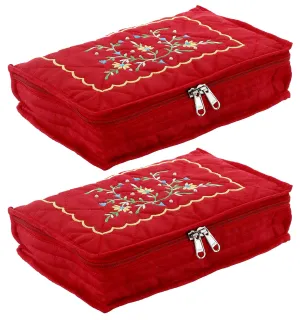 Kuber Industries Embroidery Design 2 Pieces Cotton Jewellery Kit, Red - CTKTC030583