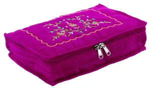 Kuber Industries Embroidery Design Cotton Jewellery Kit, Pink - CTKTC30590