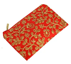 Kuber Industries Embroidery Hand Purse/Wallet For Women (Red) cotton, Rectangular