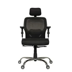 Kuber Industries Ergonomic Office Chairs for Work from Home | Comes with Adjustable Armrest & Headrest | Study Chair for Students with Wheels | Black