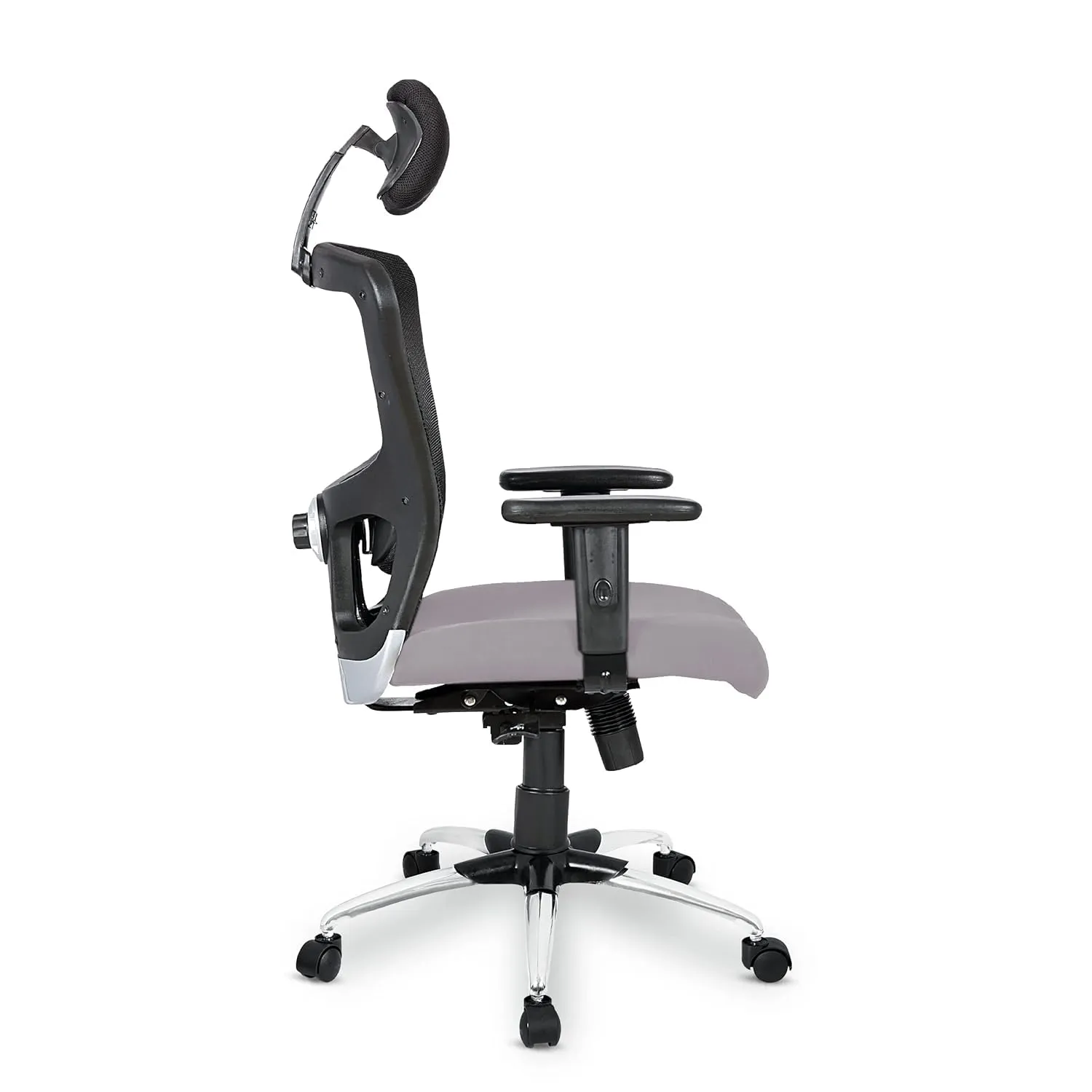 Kuber Industries Ergonomic Office Chairs for Work from Home | Comes with Manual Height Adjustable Armrest, Headrest & 2D Lumbar Support | Comfy Study Chair for Students with Wheels | Black