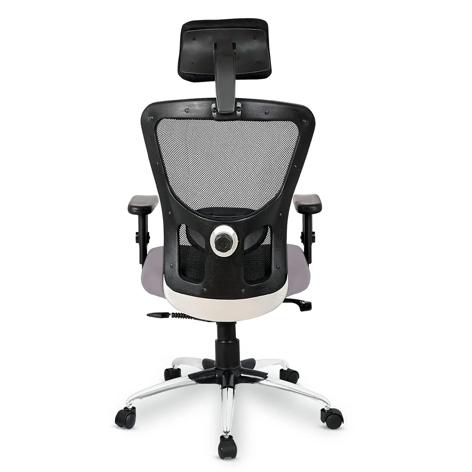 Kuber Industries Ergonomic Office Chairs for Work from Home | Comes with Manual Height Adjustable Armrest, Headrest & 2D Lumbar Support | Comfy Study Chair for Students with Wheels | Black