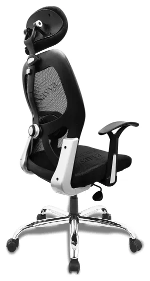 Kuber Industries Ergonomic Office Chairs for Work from Home | Comes with Manual Height Adjustable, Armrest, Headrest & 2D Lumbar Support | Comfy Study Chair for Students with Wheels | Black