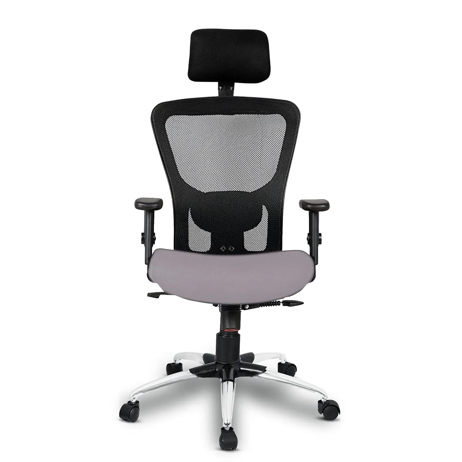 Kuber Industries Ergonomic Office Chairs for Work from Home | Comes with Manual Height Adjustable Armrest, Headrest & 2D Lumbar Support | Comfy Study Chair for Students with Wheels | Black