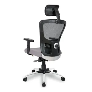 Kuber Industries Ergonomic Office Chairs for Work from Home | Comes with Manual Height Adjustable Armrest, Headrest & 2D Lumbar Support | Comfy Study Chair for Students with Wheels | Black