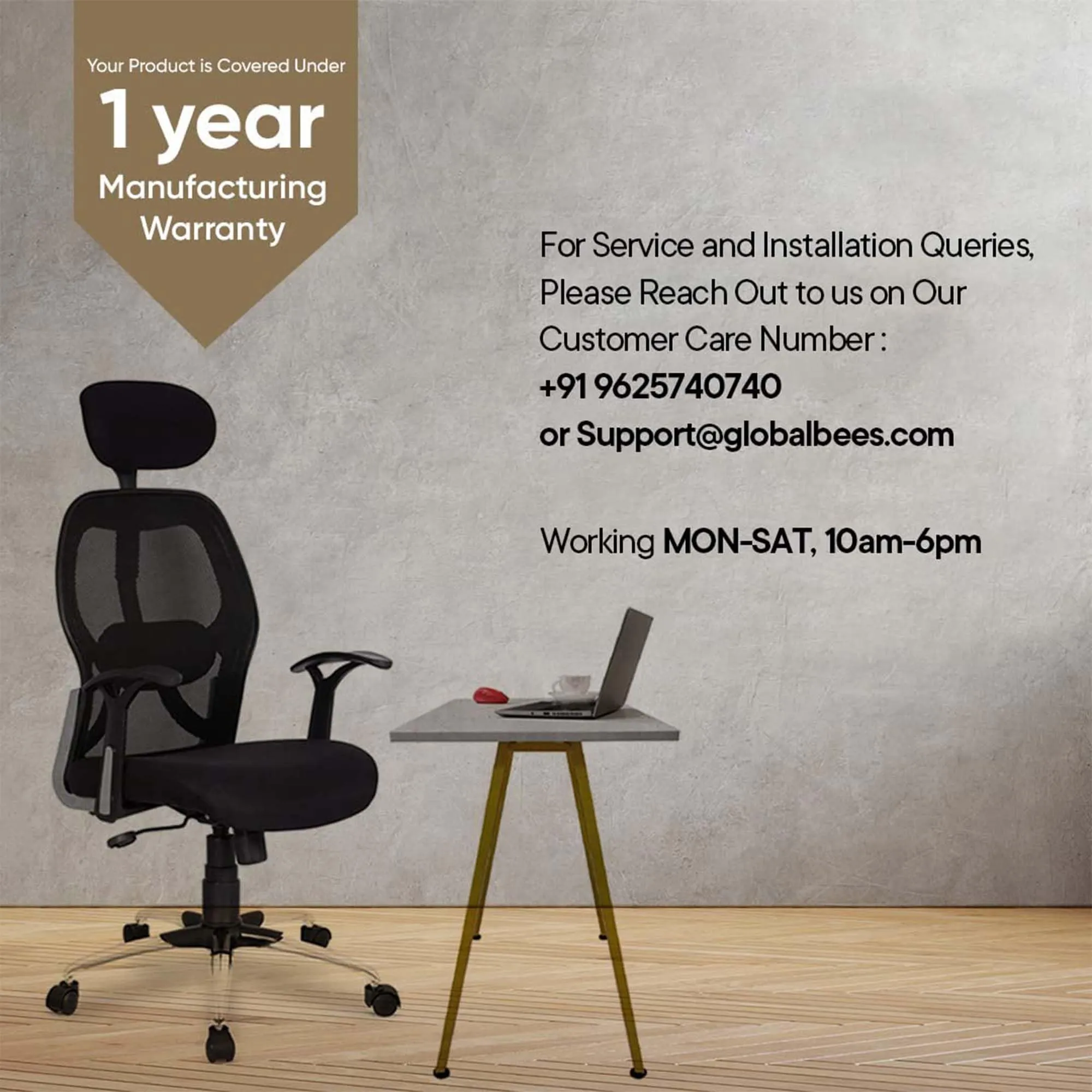 Kuber Industries Ergonomic Revolving Office Chairs for Work From Home | Comes with Manual Height Adjustable, Armrest & 2D Lumbar Support | Comfy Study Chair for Students with Wheels | Black & Red Seat