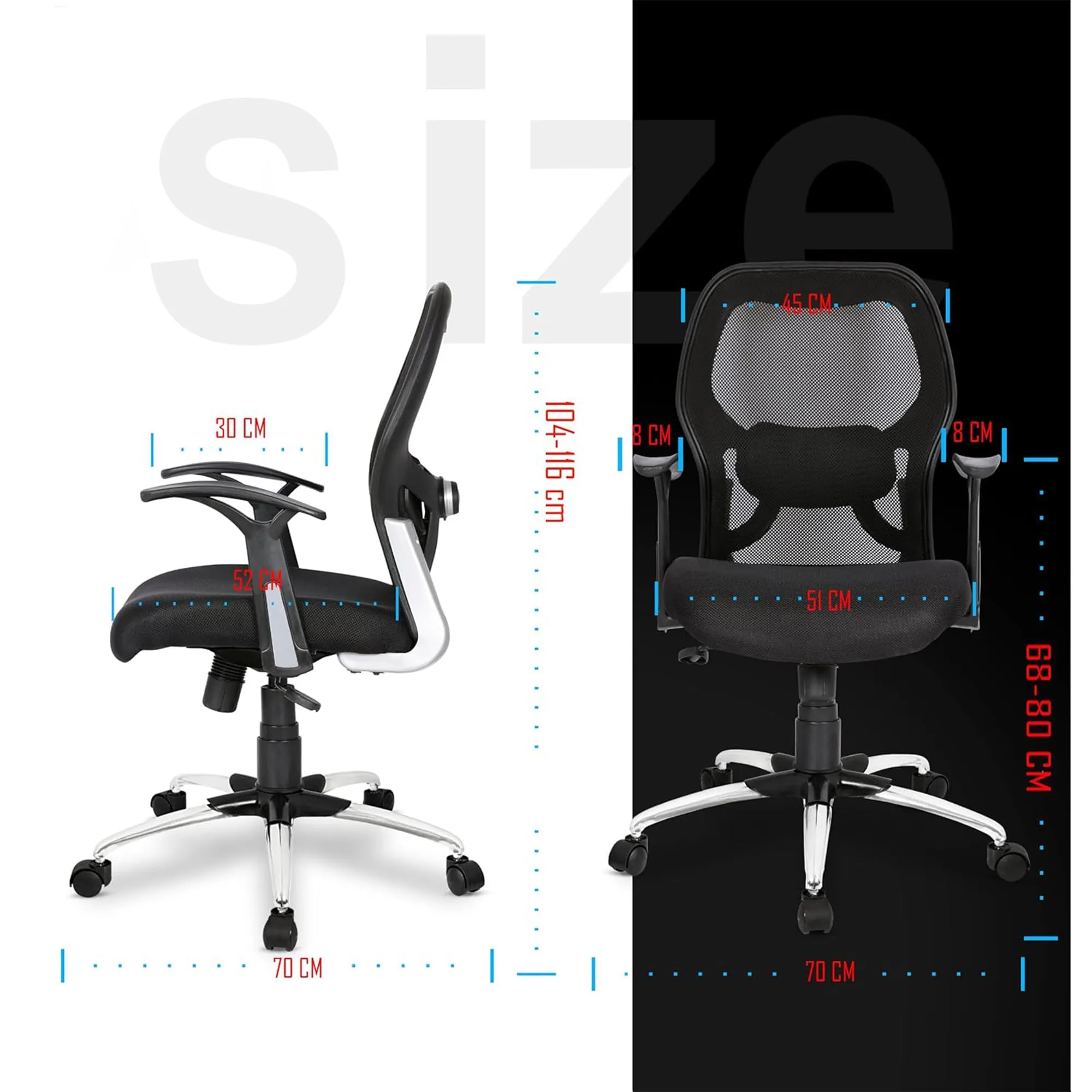 Kuber Industries Ergonomic Revolving Office Chairs for Work from Home | Comes with Manual Height Adjustable, Armrest Support | Comfy Study Chair for Students with Wheels | Black & Beige Seat