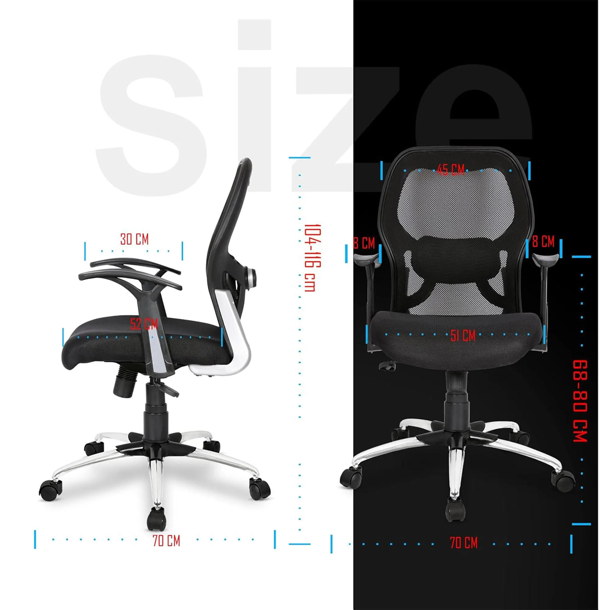 Kuber Industries Ergonomic Revolving Office Chairs for Work from Home | Comes with Manual Height Adjustable, Armrest Support | Comfy Study Chair for Students with Wheels | Black & Beige Seat