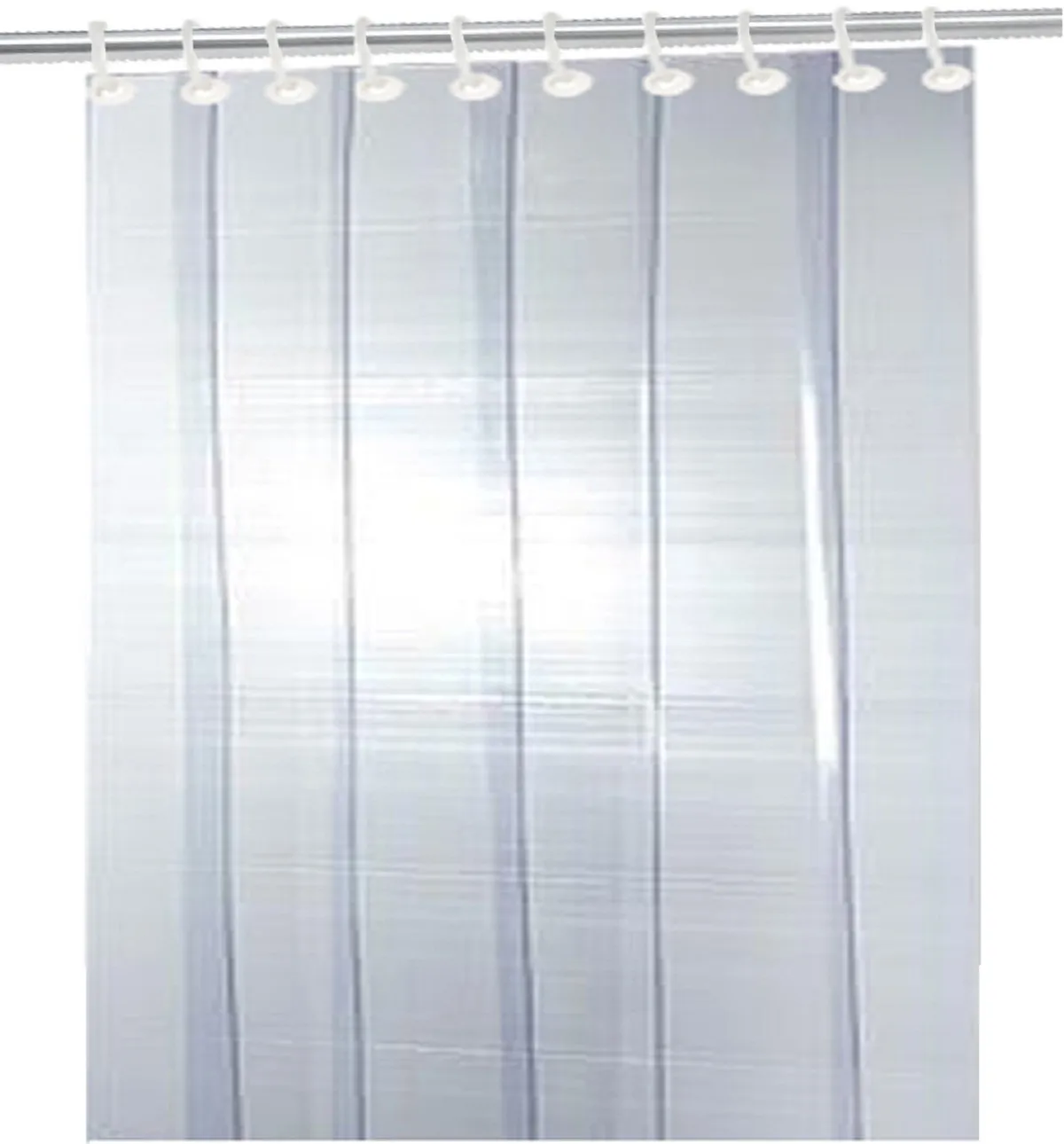 Kuber Industries Exclusive PVC 6 Strips AC Curtain|Rings & WaterProof Material|.1 MM Thickness & Mold Mildew Free|Size 9 Feet (Transparent), Modern