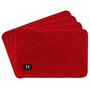 Kuber Industries Floor |Stylish Door Mat|Durable & Easy to Maintain|Multi-Utility Floor for Living Room,Bedroom,Bathroom,Kitchen,Entrances|40 x 60 cm,Red, Pack of 4