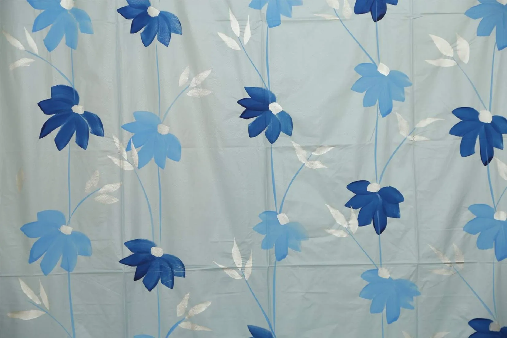 Kuber Industries Floral Design 7 Feet Shower Curtain with 8 Hooks (Sky Blue)- CTKTC030388