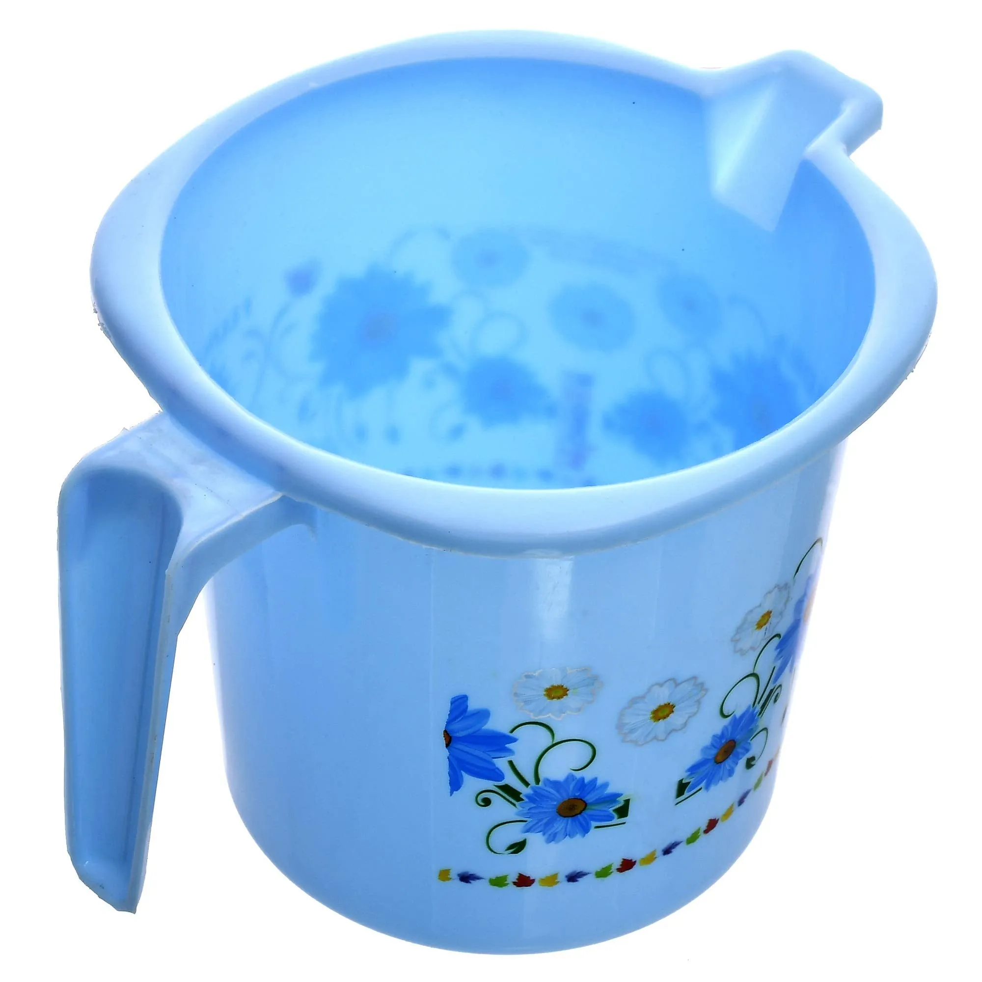 Kuber Industries Floral Printed Virgin Plastic 12 Pieces Bathroom Mug, 1000 ml (Blue & Pink)-KUBMART1259