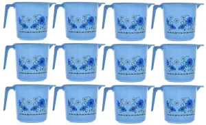 Kuber Industries Floral Printed Virgin Plastic 12 Pieces Bathroom Mug, 1000 ml (Blue)-KUBMART1242