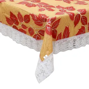 Kuber Industries Floral PVC 4 Seater Center Table Cover - Red