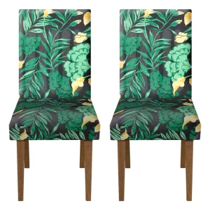 Kuber Industries Flower Printed Elastic Stretchable Polyster Chair Cover for Home, Office, Hotels, Wedding Banquet- Pack of 2 (Black & Brown)-50KM0913