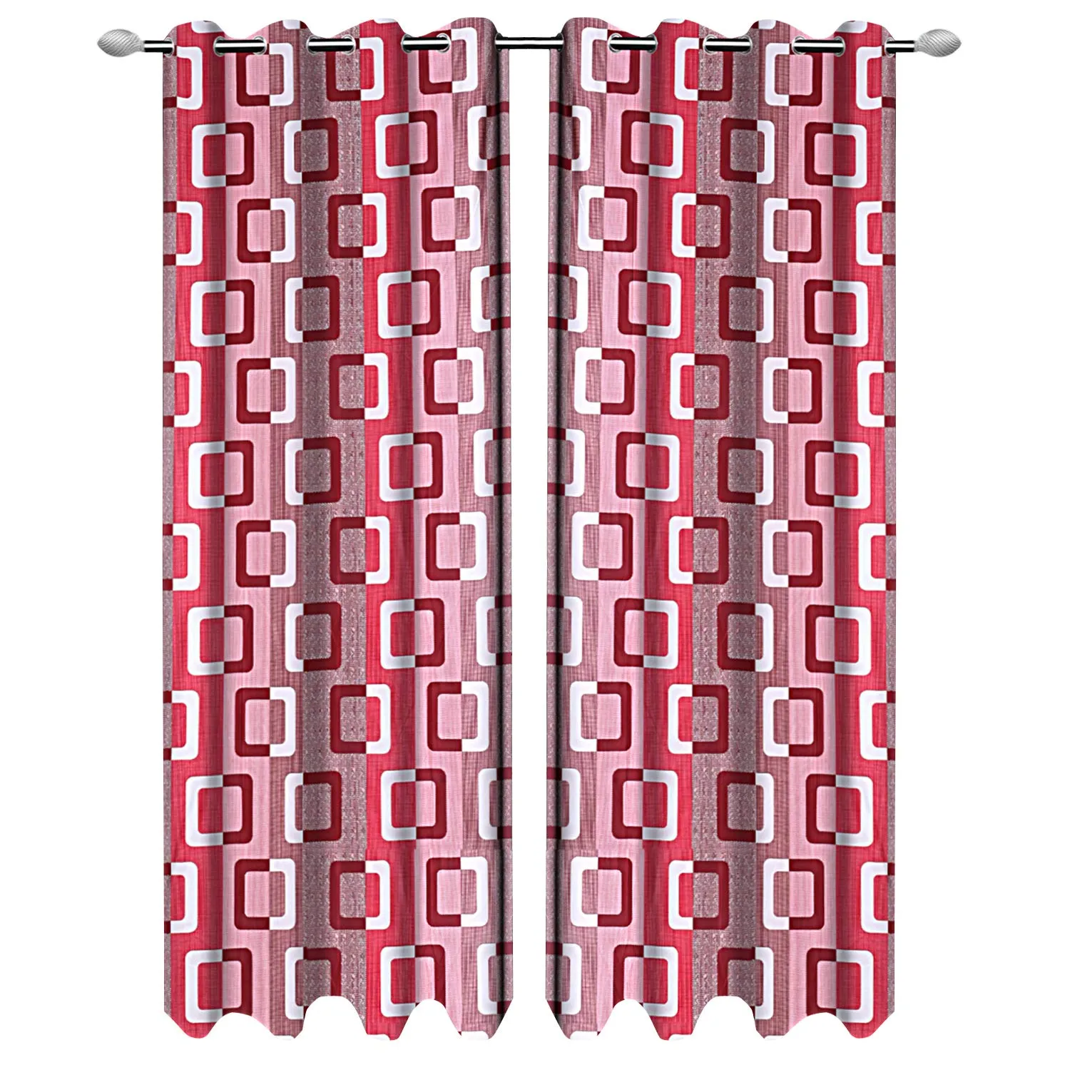 Kuber Industries Geometric Design 1 Piece Polyester Eyelet Door Curtain 7 Feet (Maroon)-CTKTC14193