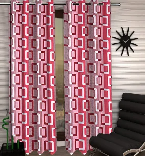 Kuber Industries Geometric Design 1 Piece Polyester Eyelet Door Curtain 7 Feet (Maroon)-CTKTC14193