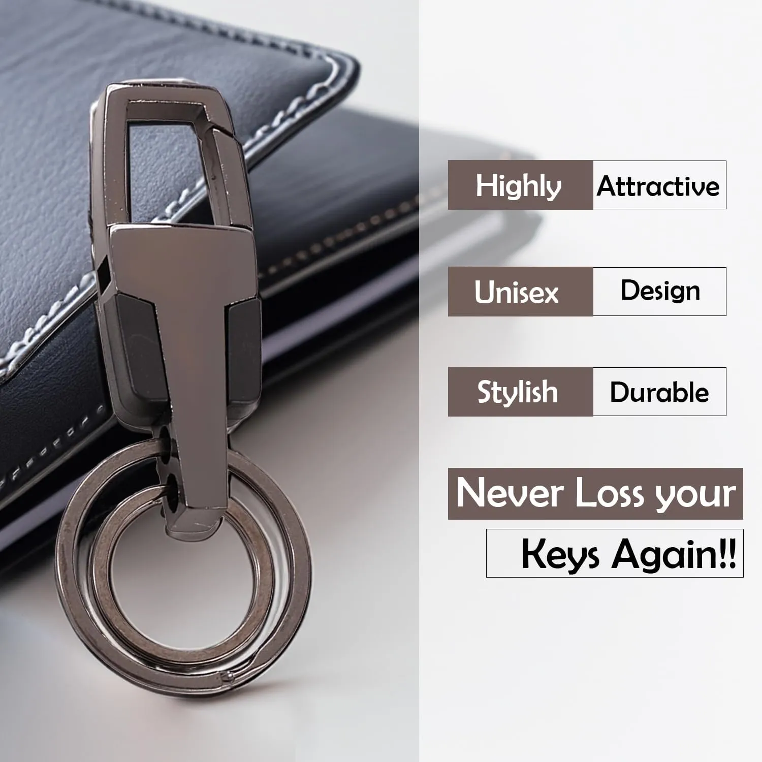 Kuber Industries Keychain/Keyring/Key Tag|Car Key Clip, Key Holder, Key Organizer|Pack of 6| (Grey)