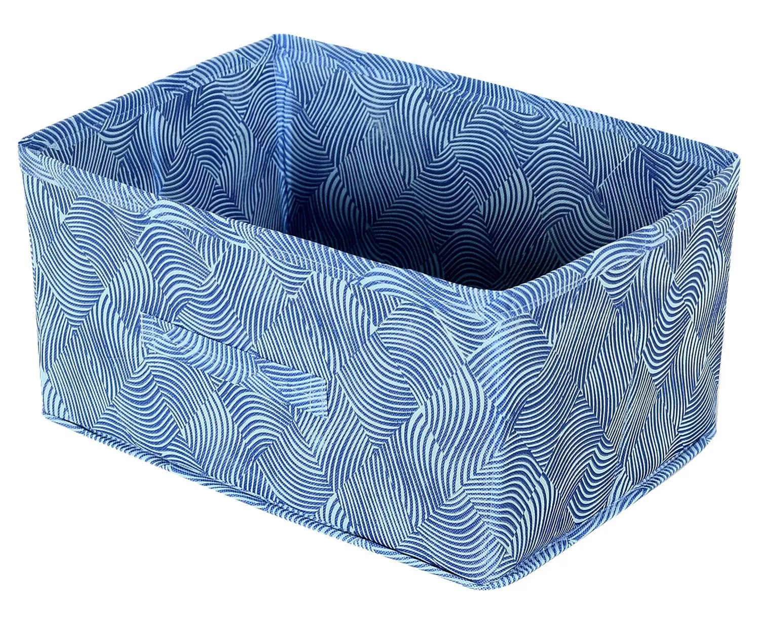 Kuber Industries Lahariya Printed Non-Woven Rectangular Flodable Cloth Storage Box/Drawer- Pack of 4 (Blue)-HS43KUBMART26316