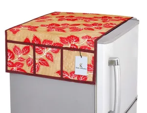 Kuber Industries Leaf Design PVC Fridge/Refrigerator Top Cover (Red) -CTKTC33182_FBA