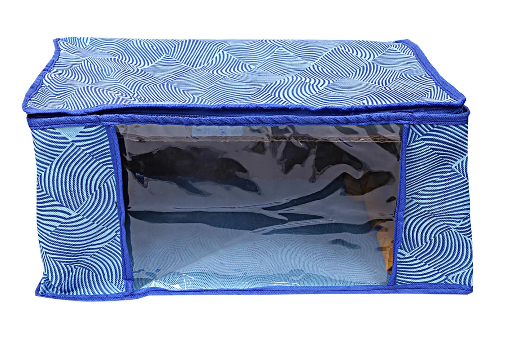 Kuber Industries Leheriya Design 6 Piece Non Woven Saree Cover, Large, Royal Blue - CTKTC15209