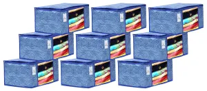 Kuber Industries Leheriya Design 9 Piece Non Woven Saree Cover, Large, Royal Blue - CTKTC15204