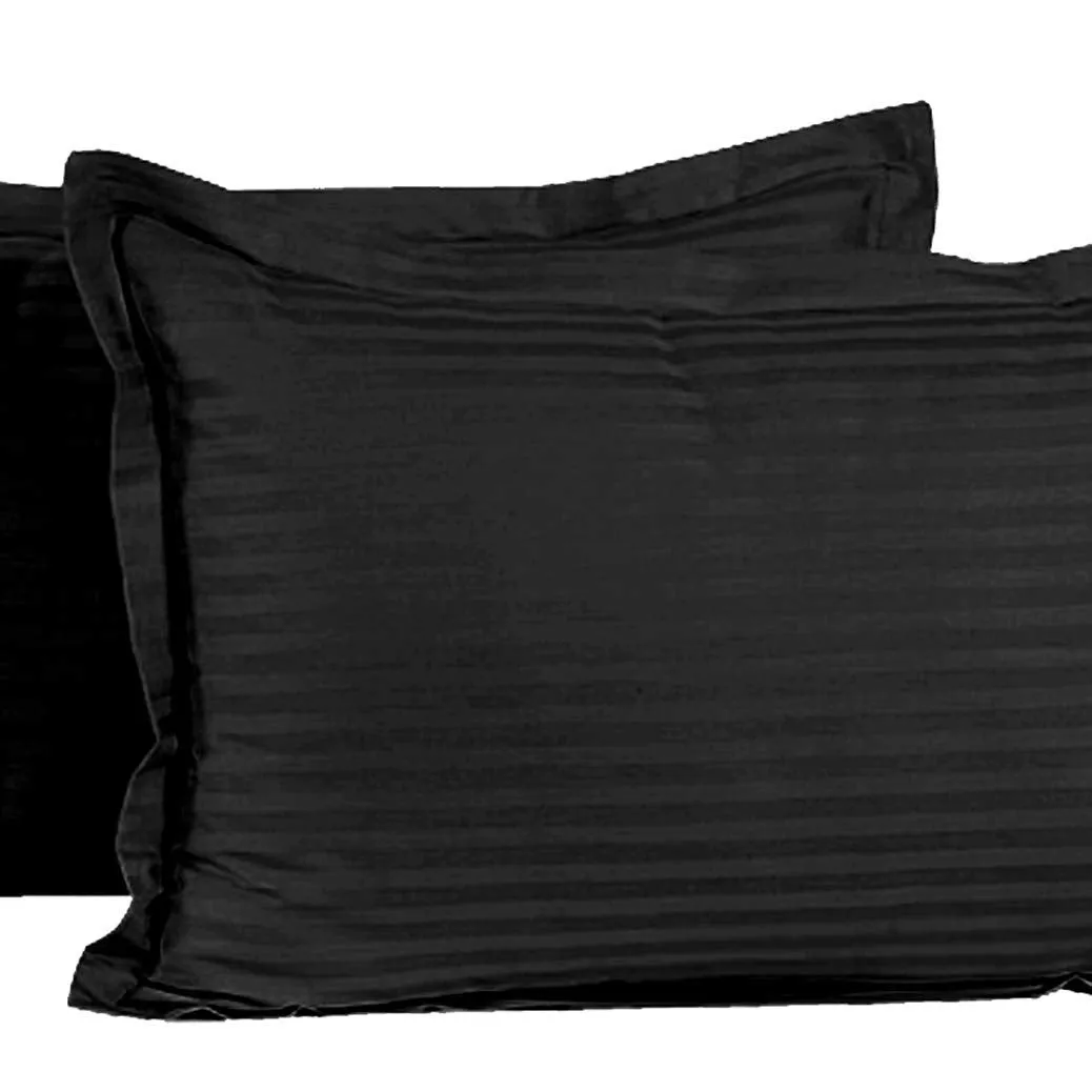 Kuber Industries Lining Design Breathable & Soft Cotton Pillow Cover/Protector/Case- 18x28 Inch, Set of 2 (Black)-HS43KUBMART26773, Standard