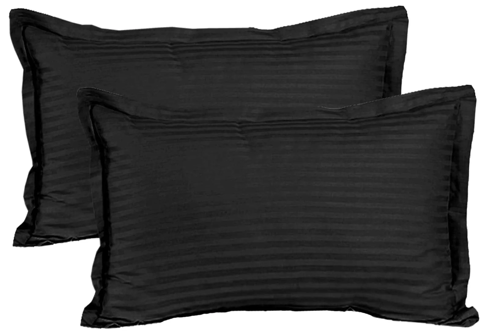 Kuber Industries Lining Design Breathable & Soft Cotton Pillow Cover/Protector/Case- 18x28 Inch, Set of 2 (Black)-HS43KUBMART26773, Standard