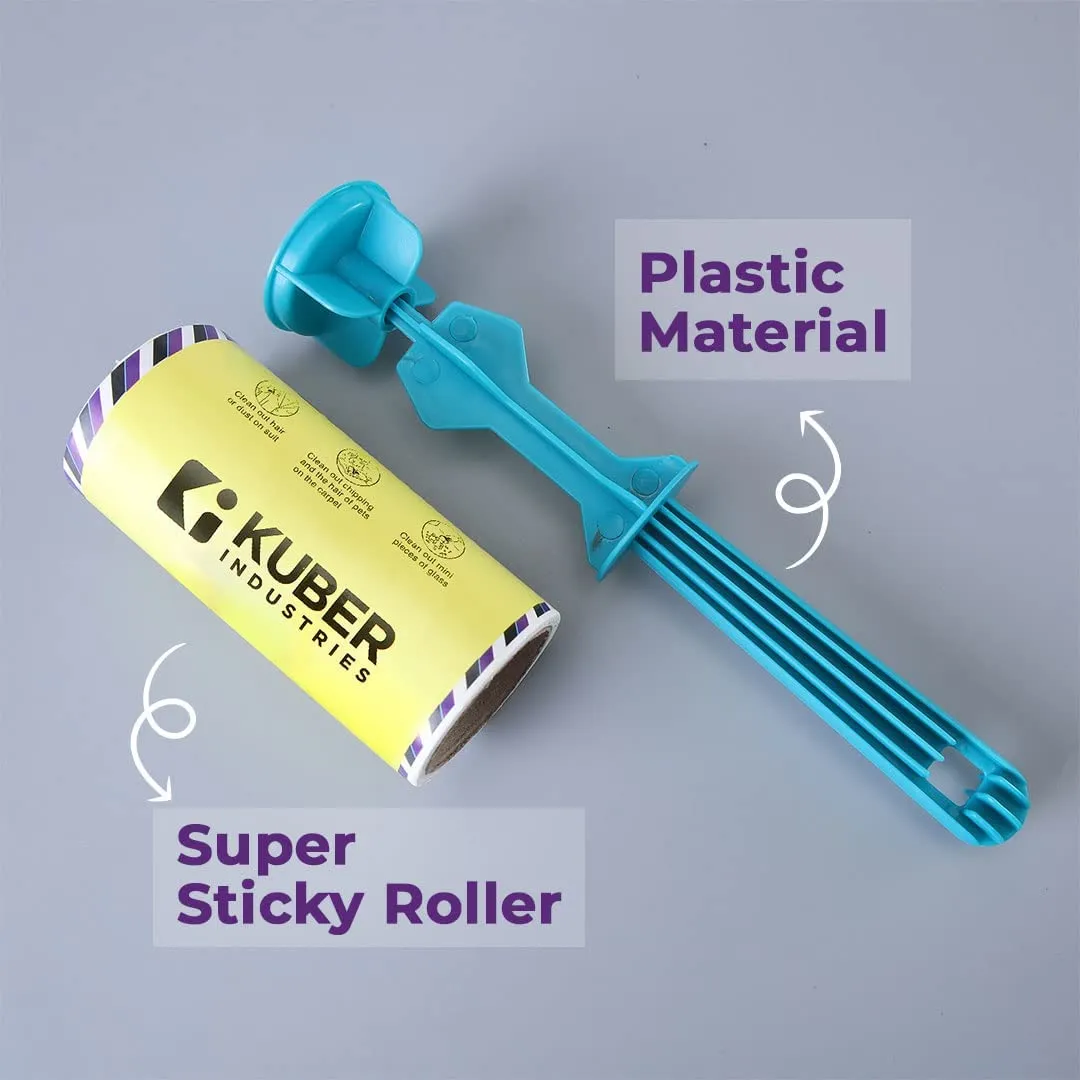 Kuber Industries Lint Remover | Super Sticky Lint Roller | Easy | Lint Roller for Clothes | Lint Roller for Pet Hair | 60 Sheets (1 Roller   1 Replacement Roll) (Pack of 5)