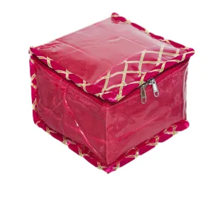 Kuber Industries Makeup Storage Bag | Locker Makeup Kit | Cosmetic Kit for Travel | Makeup Kit for Woman | 10 Detachable Pouch | Gota Check Jewellery Organizer | Small | Pink