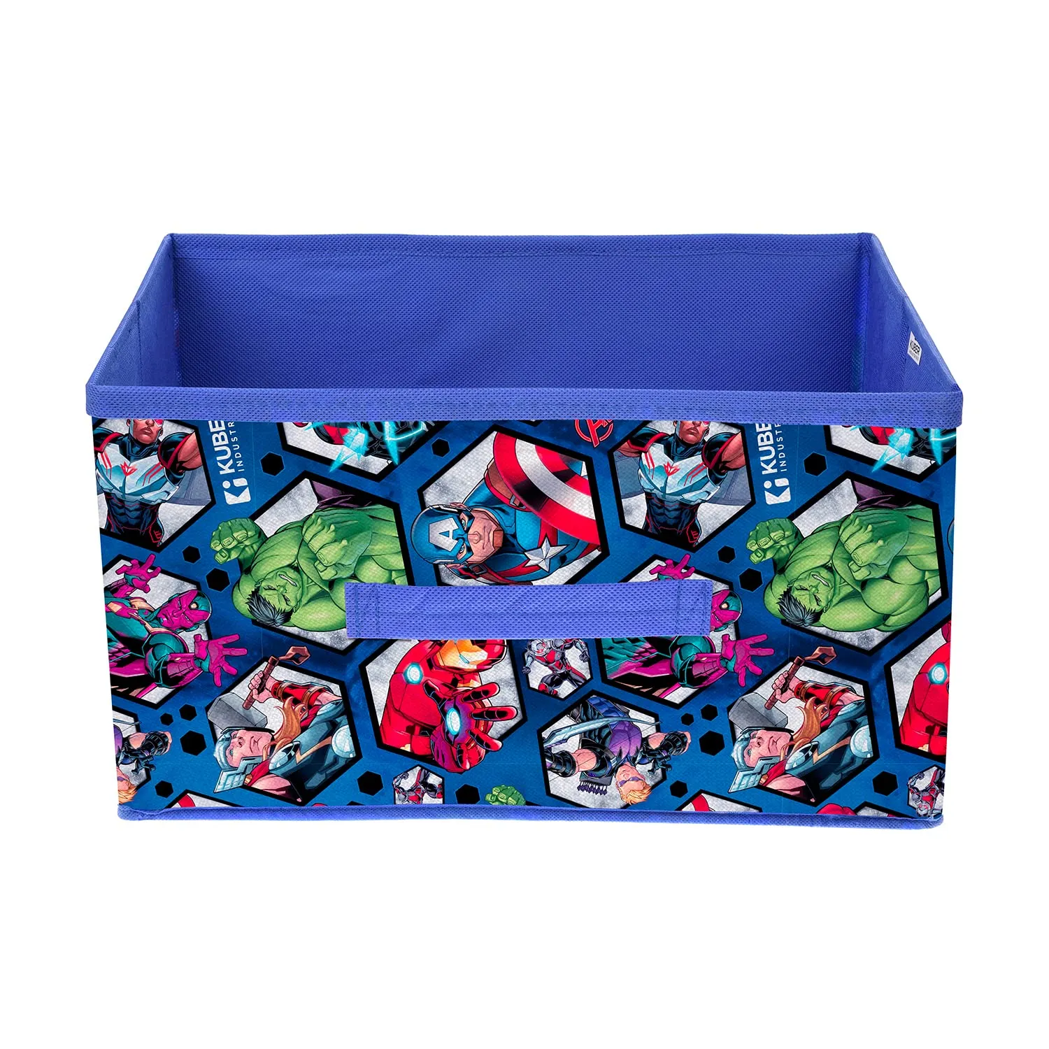 Kuber Industries Marvel Avengers Foldable Storage Box|Non-Woven Rectangular Closet Organizer Box with Handle|Wardrobe Organizer for Clothes|Toys|Pack of 2 (Blue)