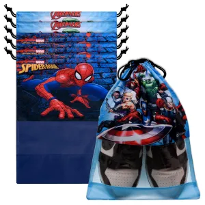 Kuber Industries Marvel Avengers Shoe Cover | Travel Shoe Storage Bags | Polyester Storage Bag | Drawstring Shoe Cover | Shoe Organizer with Clear Window | Pack of 6 | Multi