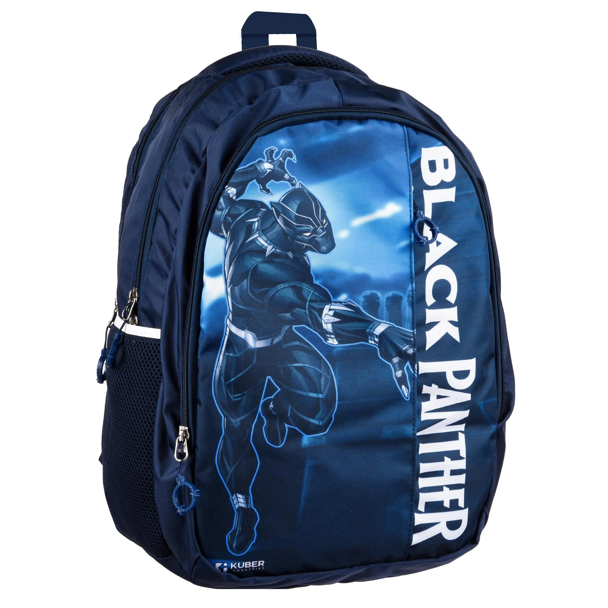 Kuber Industries Marvel Black Panther School Bags | Kids School Bags | Collage Bookbag | Travel Backpack | School Bag for Girls & Boys | School Bag with 5 Compartments | Include Bag Cover | Blue