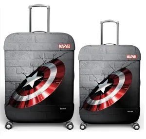 Kuber Industries Marvel Captain America Shield Luggage Cover | Polyester Travel Suitcase Cover | Washable | Stretchable Suitcase Cover | 22-26 Inch-Medium | 26-30 Inch-Large | Pack of 2 | Gray