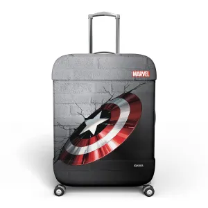 Kuber Industries Marvel Captain America Shield Luggage Cover | Polyester Travel Suitcase Cover | Washable | Stretchable Suitcase Protector | 26-30 Inch | Large | Gray