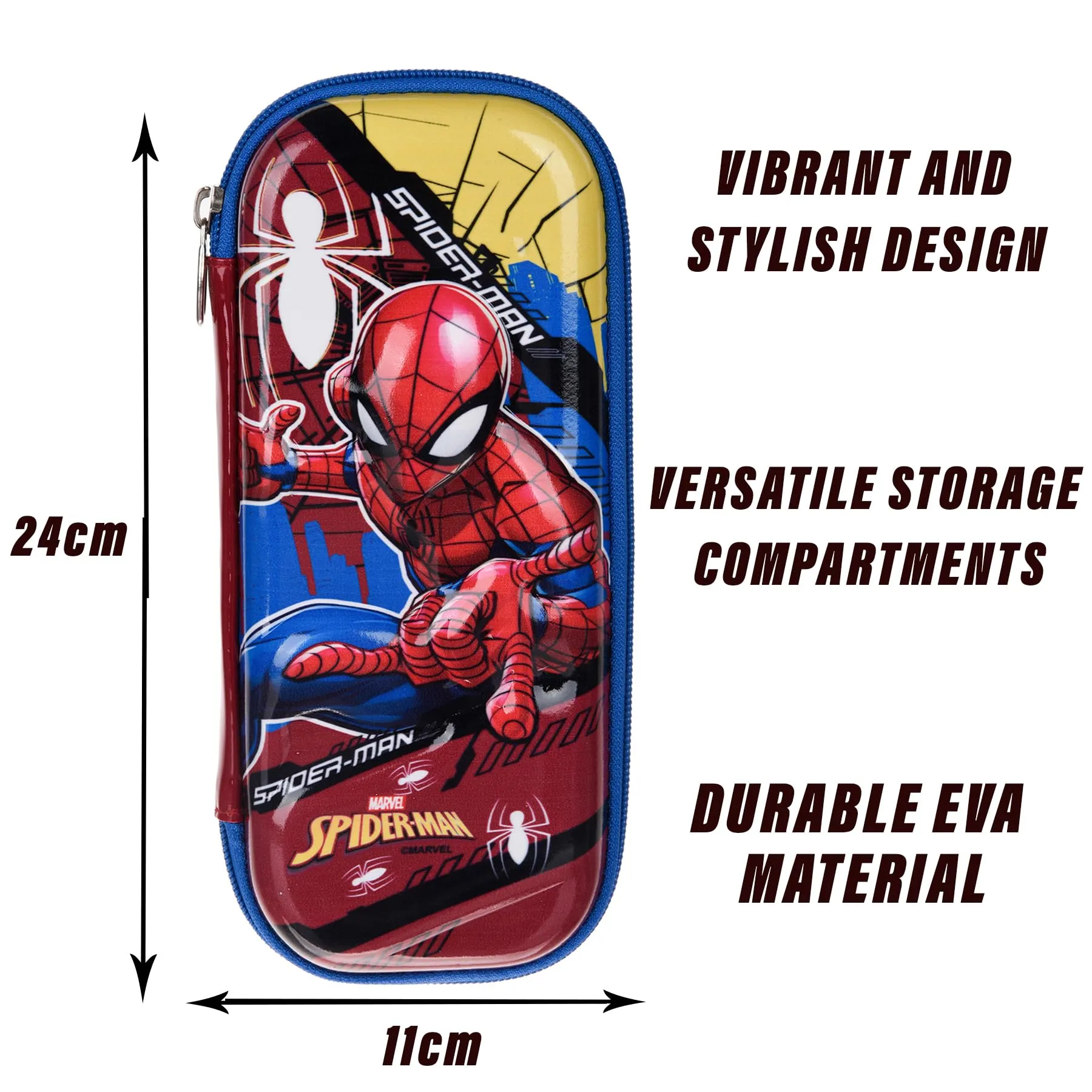 Kuber Industries Marvel Spider-Man Pencil Pouch | School Pencil Case for Kids | Pen-Pencil Box for Kids | Geometry Box | Compass Box | School Stationery Supplies | Pack of 3 | Red