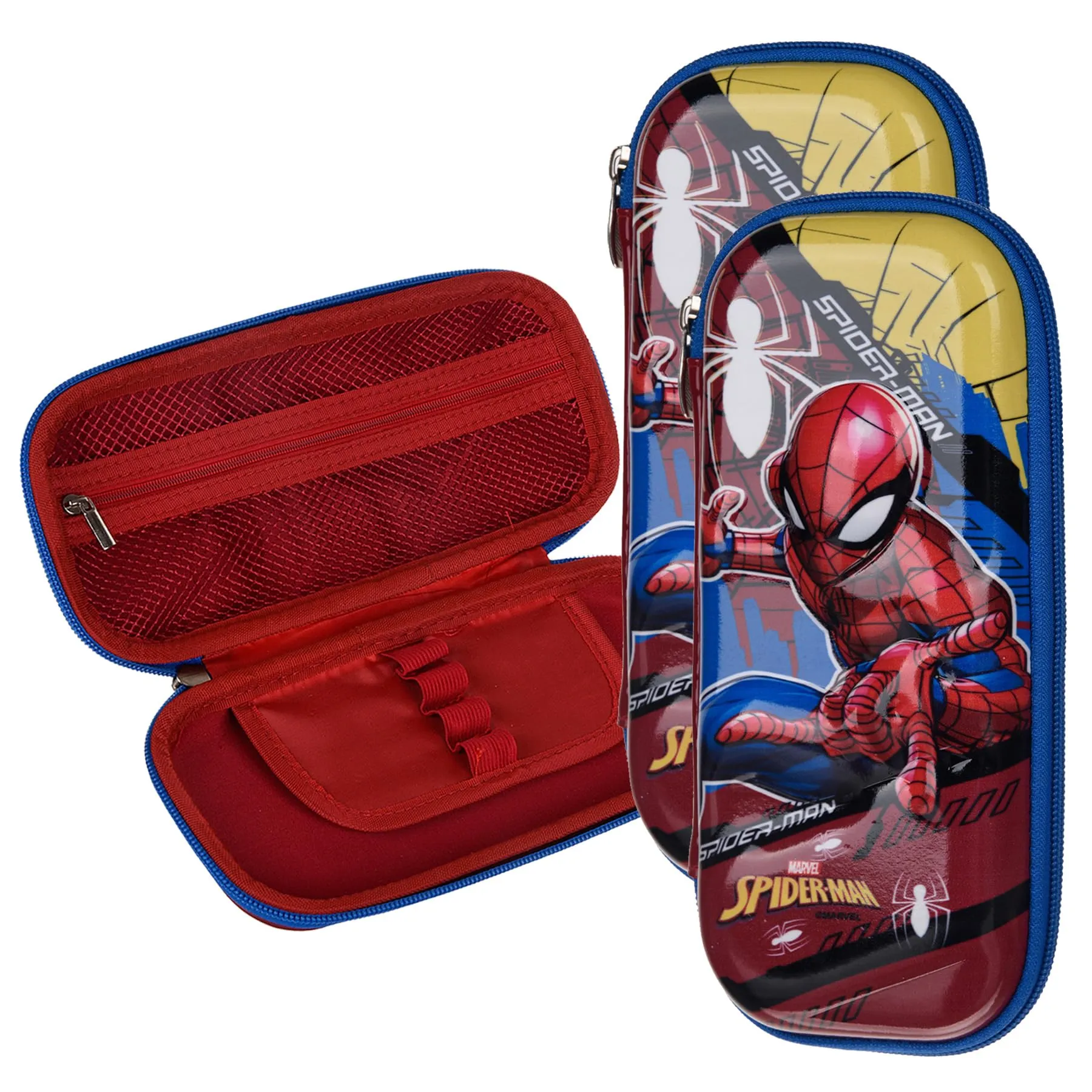 Kuber Industries Marvel Spider-Man Pencil Pouch | School Pencil Case for Kids | Pen-Pencil Box for Kids | Geometry Box | Compass Box | School Stationery Supplies | Pack of 3 | Red